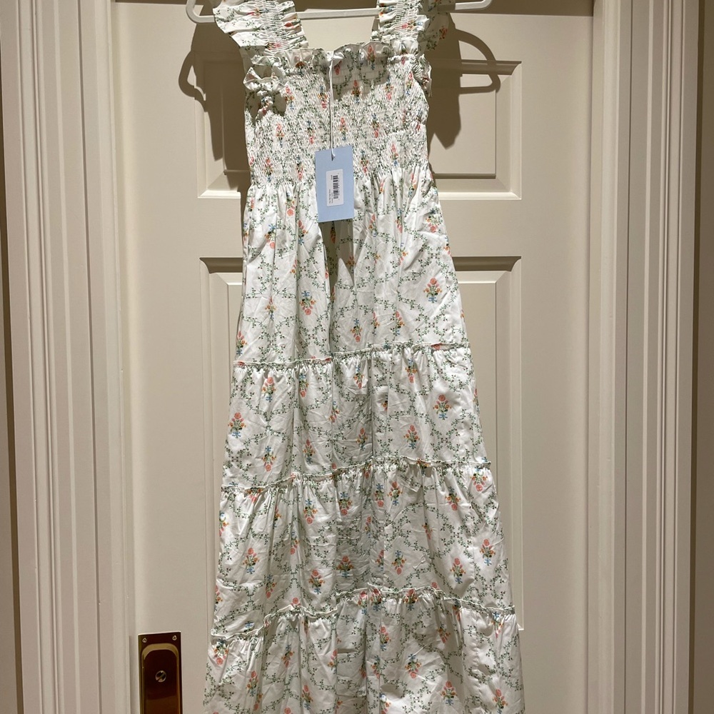 Hill House Home Ellie Nap Dress in pastel trellis